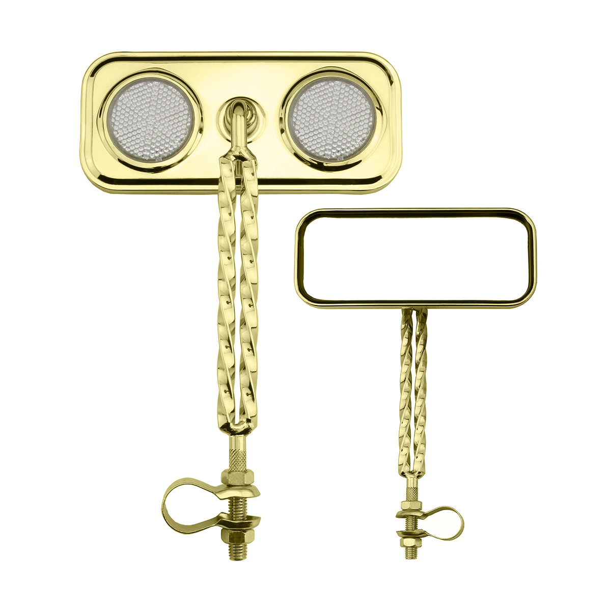 Rectangle Double Square Twisted Mirror Gold Clear...